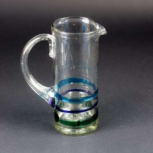 Handmade Blown Glass Pitcher Blue Green Mexico